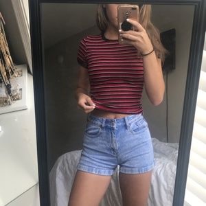 Red + Black Striped Tee